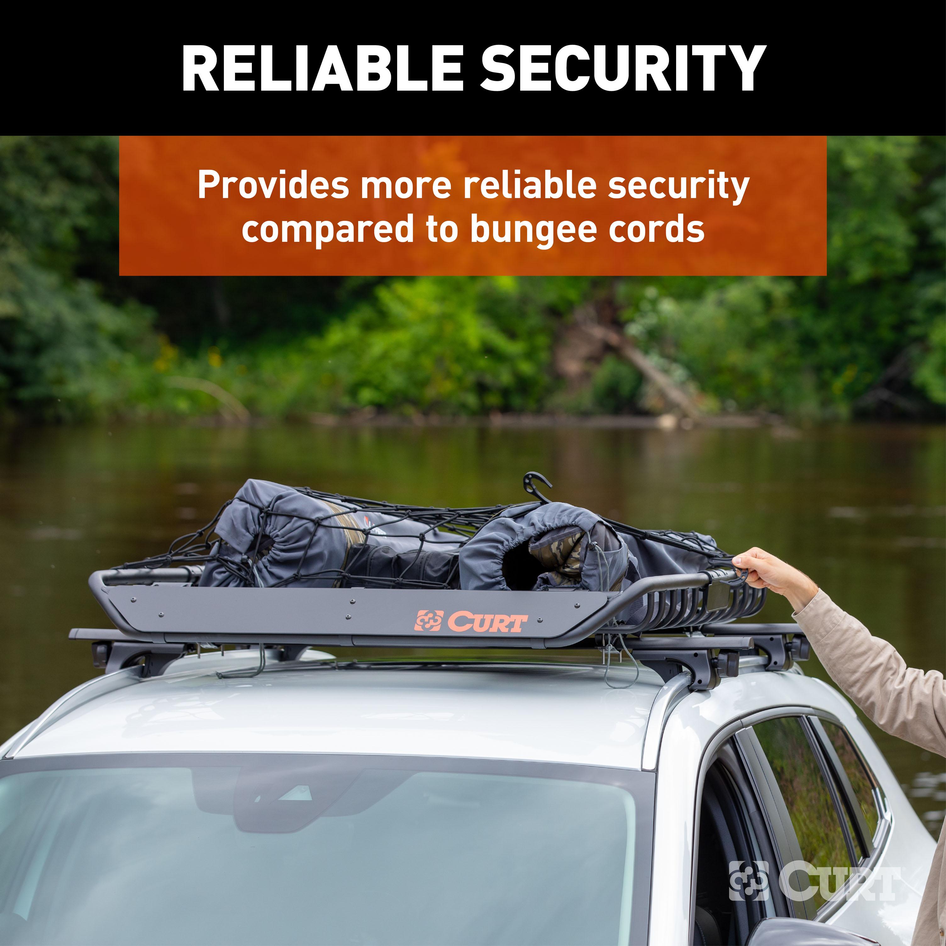 CURT 44" x 36" Elastic Cargo Net for Roof Basket - CURT 18218 - Image 4