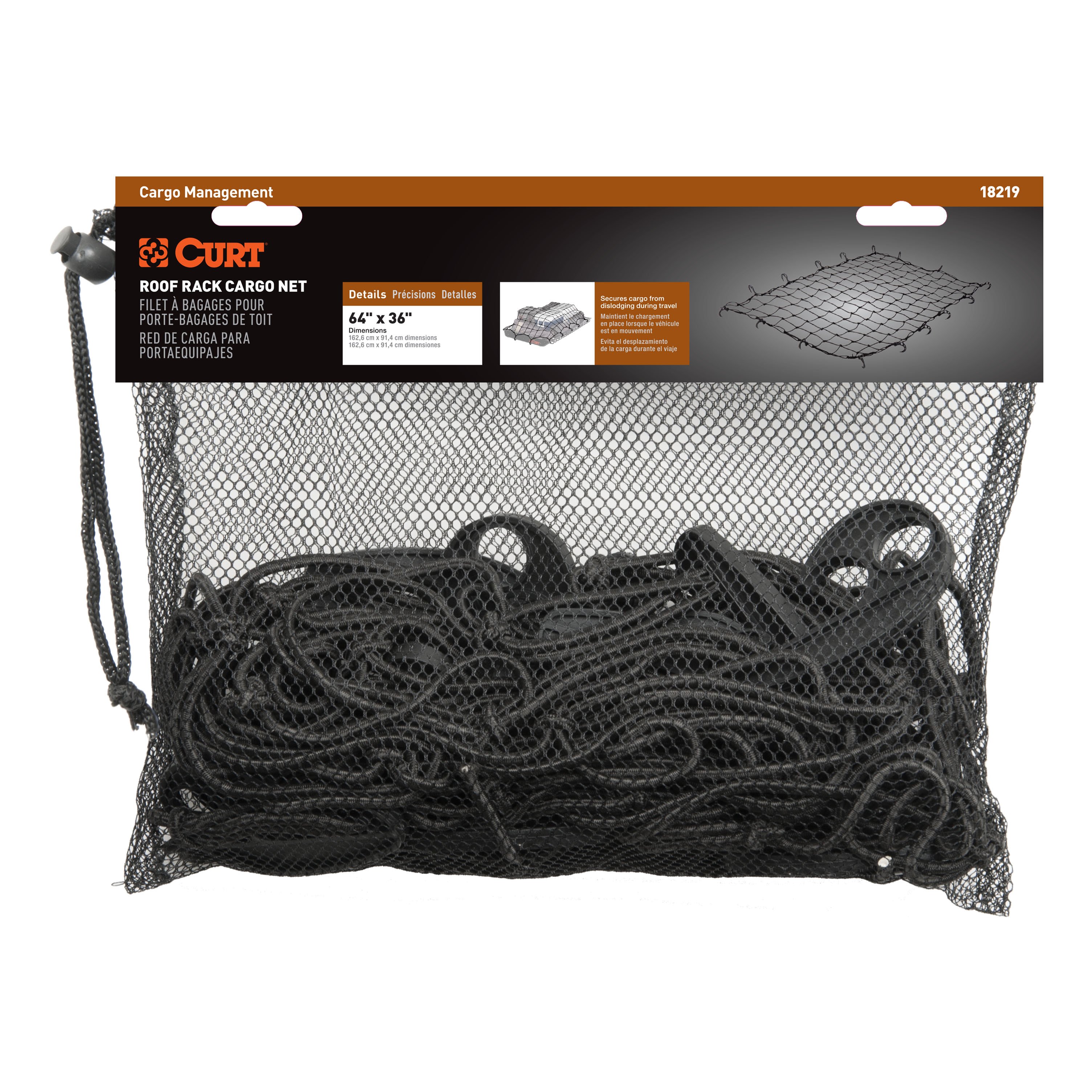 CURT 64" x 36" Elastic Cargo Net for Roof Basket - CURT 18219 - Image 8