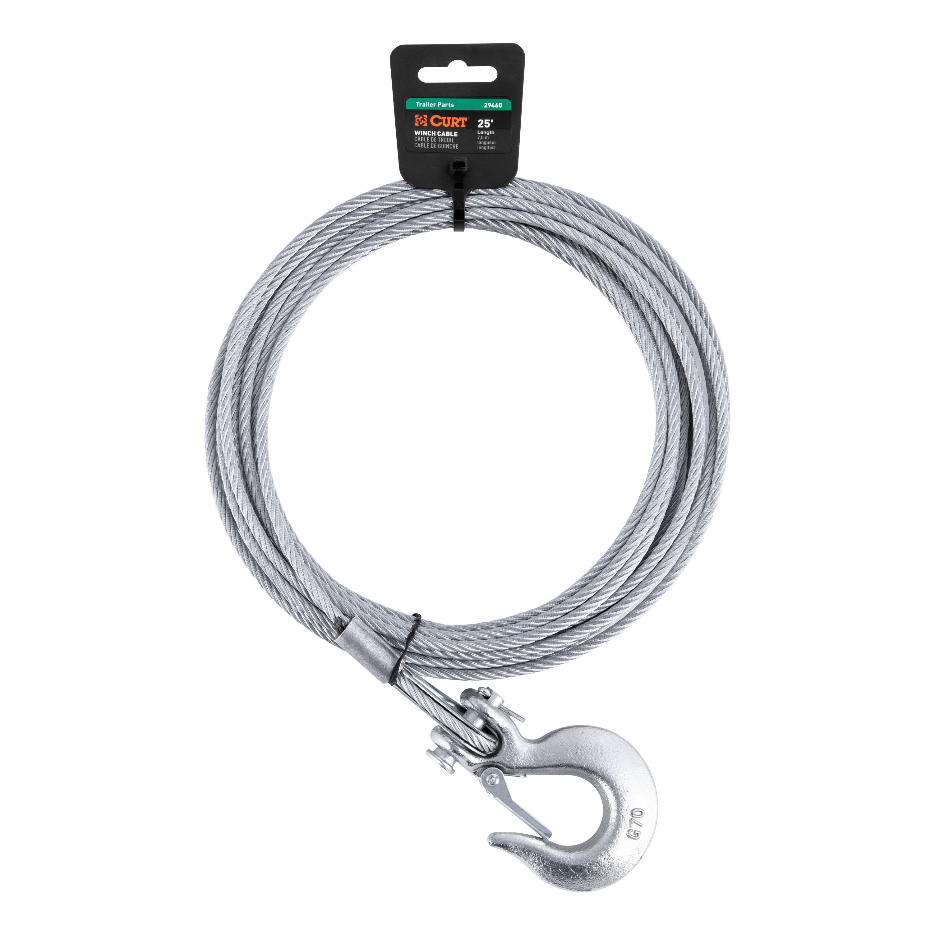 CURT 25' Winch Cable with Snap Hook (4,200 lbs.) - CURT 29460 - Image 1