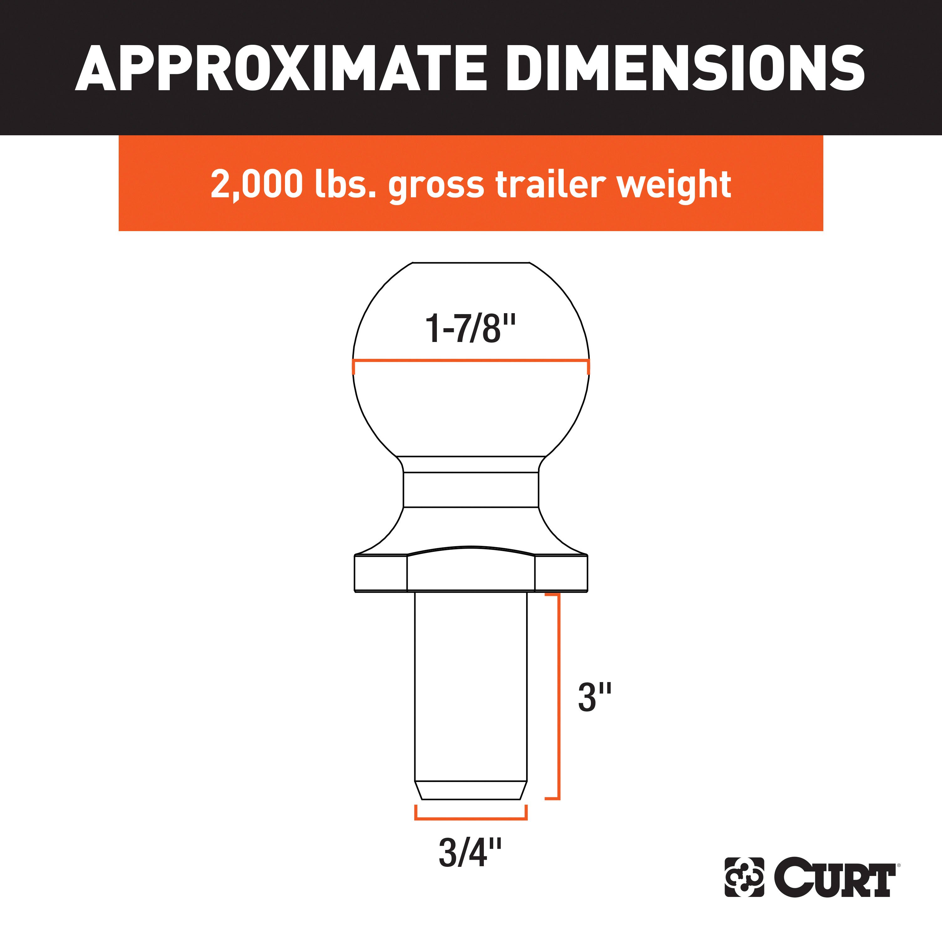 CURT 1-7/8" Trailer Ball (3/4" x 3" Shank, 2,000 lbs., Chrome, Packaged) - CURT 40171 - Image 2
