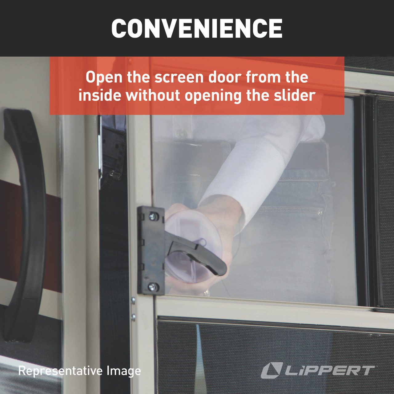 LCA × idea sound product Valve Breaker Lippert RV Screen Door Slider Panel with Push-Down Knob Opener