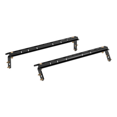 CURT 16150 Industry-Standard 5th Wheel Hitch Rails and 4-Bolt Brackets, Gloss Black, 25,000 Pounds
