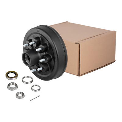 Lippert 12" Brake Drum Hub for 7,000-lb. Axle - 8 on 6.5", 1/2" Stud (with Bearing Cone) 814212
