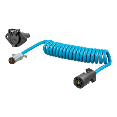 CURT 57283 8-Foot Flat Towing 7-Way RV Blade Motorhome to 6-Way Round Dinghy Vehicle Wiring Adapter Extension Harness