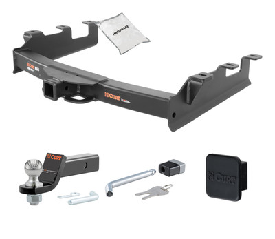 01 - 10 Chevrolet Silverado 2500 HD 6' bed, factory replacement hitch 2in. CURT Trailer Hitch + Ball Mount + Cover + Lock Kit HWA478