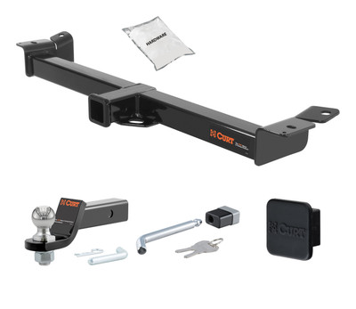 97 - 06 JEEP Wrangler TJ 2in. CURT Trailer Hitch + Ball Mount + Cover + Lock Kit HWA1579