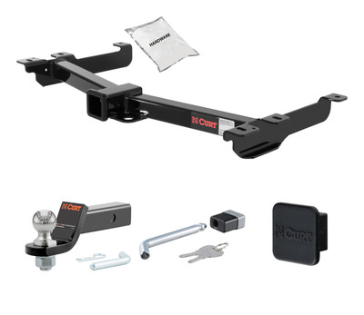 88 - 99 Chevrolet K1500 With roll pan bumper 2in. CURT Trailer Hitch + Ball Mount + Cover + Lock Kit HWA370