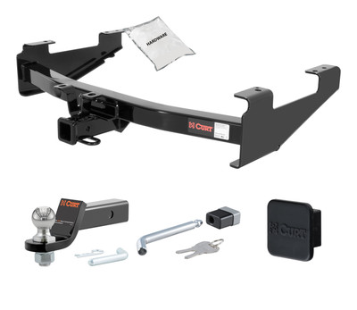 01 - 10 GMC Sierra 2500 HD 6' bed, excluding factory receiver, Tommy Gate lift or cab & chassis 2in. CURT Trailer Hitch + Ball Mount + Cover + Lock Kit HWA1198
