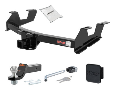 11 - 14 GMC Sierra 3500 HD 6' bed, excluding factory receiver, Tommy Gate lift or cab & chassis 2in. CURT Trailer Hitch + Ball Mount + Cover + Lock Kit HWA1276