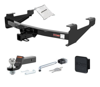 07 - 07 GMC Sierra 3500 Classic Excluding factory receiver, Tommy Gate lift, 10" drop bumper and cab & chassis 2in. CURT Trailer Hitch + Ball Mount + Cover + Lock Kit HWA1257
