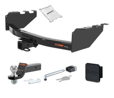 07 - 18 GMC Sierra 1500 Excluding roll pan bumper, Tommy Gate lift or 10" drop bumper 2in. CURT Trailer Hitch + Ball Mount + Cover + Lock Kit HWA1146