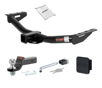 84 - 01 JEEP Cherokee 2in. CURT Trailer Hitch + Ball Mount + Cover + Lock Kit HWA1535