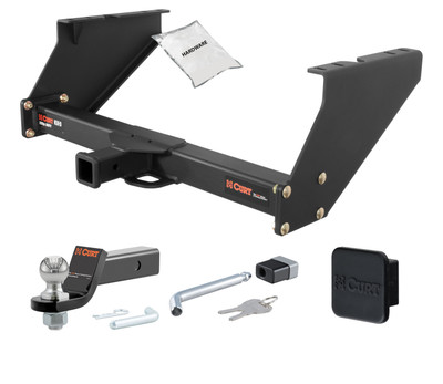 99 - 03 Ford F-250 Super Duty With 16" spare tire and 10" drop bumper 2in. CURT Trailer Hitch + Ball Mount + Cover + Lock Kit HWA891