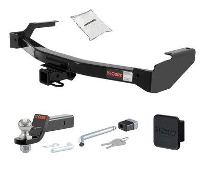 97 - 03 Dodge Van (full size) With factory step bumper 2in. CURT Trailer Hitch + Ball Mount + Cover + Lock Kit HWA775