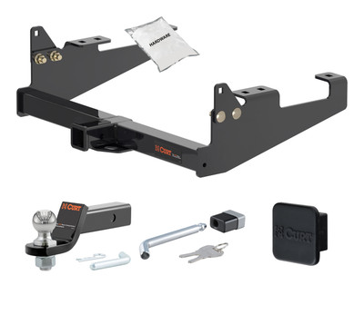20 - 24 Ford F-350 Super Duty Cab & chassis with 34" frame width (O.D.) 2in. CURT Trailer Hitch + Ball Mount + Cover + Lock Kit HWA906