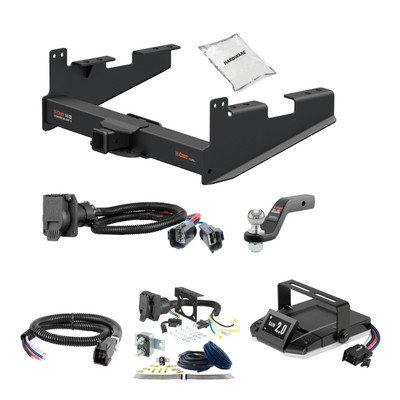99-20 Ford F-350 Super Duty Cab & chassis with 34" frame width (O.D.) 2.5 CURT Trailer Hitch + Assure Proportional Brake Controller Kit HBCW911