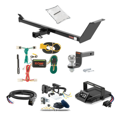 11-14 Mitsubishi Lancer Hatchback, excluding fore to aft mufflers 1.25 CURT Trailer Hitch + Assure Proportional Brake Controller Kit HBCW1976