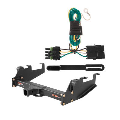 88 - 00 GMC C3500 Excluding with dual exhaust, 10" step bumper or cab & chassis Curt 2", Class 5 Trailer Tow Hitch + 4-flat Wiring Kit 15325