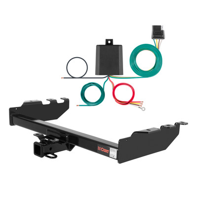 01 - 06 GMC Sierra 1500 HD Excluding 10" drop bumper, roll pan bumper or Tommy Gate lift Curt 2", Class 4 Trailer Tow Hitch + 4-flat Wiring Kit 14332