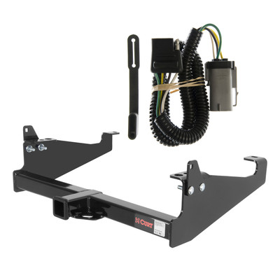 02 - 04 Ford F-350 Super Duty Cab & chassis with 34" frame width (O.D.) Curt 2", Class 4 Trailer Tow Hitch + 4-flat Wiring Kit 14048