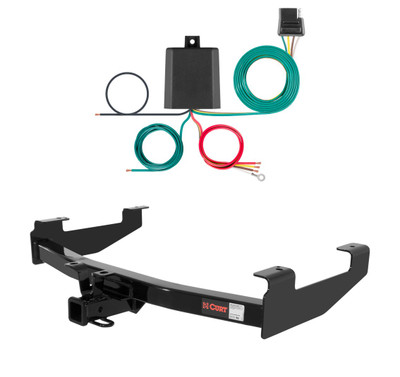 2007 - 2010 GMC Sierra 3500 HD 8' bed, excluding factory receiver, Tommy Gate lift or cab & chassis Curt 2", Class 3 Trailer Tow Hitch + 4-flat Wiring Kit 13210