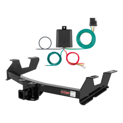 11 - 14 GMC Sierra 2500 HD 6' bed, excluding factory receiver, Tommy Gate lift or cab & chassis Curt 2", Class 4 Trailer Tow Hitch + 4-flat Wiring Kit 14062