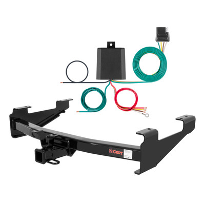07 - 10 GMC Sierra 3500 HD 8' bed, excluding factory receiver, Tommy Gate lift or cab & chassis Curt 2", Class 4 Trailer Tow Hitch + 4-flat Wiring Kit 14211