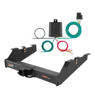 01 - 10 GMC Sierra 2500 HD 8' bed, excluding factory receiver, Tommy Gate lift or cab & chassis Curt 2-1/2", Class 5 Trailer Tow Hitch + 4-flat Wiring Kit 15703