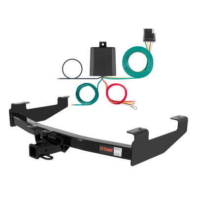 01 - 06 GMC Sierra 3500 8' bed, excluding factory receiver, Tommy Gate lift, 10" drop bumper and cab & chassis Curt 2", Class 3 Trailer Tow Hitch + 4-flat Wiring Kit 13210