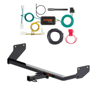 2017 - 2022 Hyundai Ioniq Excluding Electric or Plug-In Curt 1-1/4", Class 1 Trailer Tow Hitch + 4-flat Wiring Kit 11486