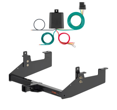 2020 - 2026 GMC Sierra 3500 HD 6' bed, excluding factory receiver, Tommy Gate lift or cab & chassis Curt 2", Class 3 Trailer Tow Hitch + 4-flat Wiring Kit 13447