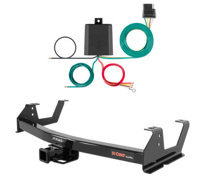 2015 - 2019 GMC Sierra 3500 HD 6' bed, excluding factory receiver, Tommy Gate lift or cab & chassis Curt 2", Class 3 Trailer Tow Hitch + 4-flat Wiring Kit 13178