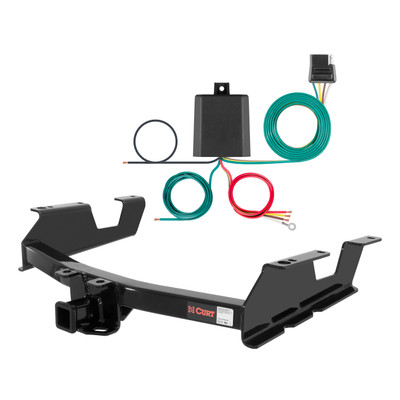 11 - 14 Chevrolet Silverado 3500 HD 8' bed, excluding factory receiver, Tommy Gate lift or cab & chassis Curt 2", Class 4 Trailer Tow Hitch + 4-flat Wiring Kit 14061