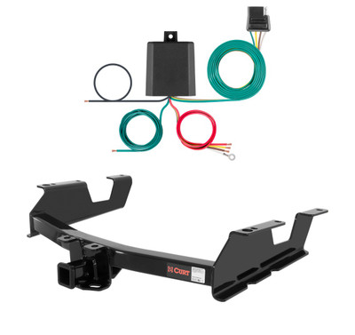 2011 - 2014 Chevrolet Silverado 3500 HD 8' bed, excluding factory receiver, Tommy Gate lift or cab & chassis Curt 2", Class 4 Trailer Tow Hitch + 4-flat Wiring Kit 14061