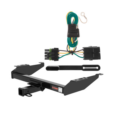 1988 - 2000 Chevrolet K2500 With dual exhaust Curt 2", Class 3 Trailer Tow Hitch + 4-flat Wiring Kit 13042