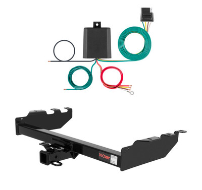 1999 - 2006 Chevrolet Silverado 1500 Excluding roll pan bumper, Tommy Gate lift or 10" drop bumper Curt 2", Class 3 Trailer Tow Hitch + 4-flat Wiring Kit 13332
