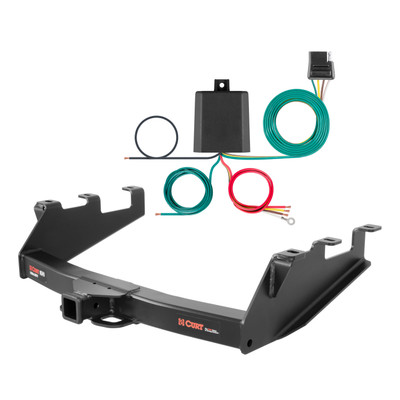 2007 Chevrolet Silverado 1500 Classic Excluding roll pan bumper, Tommy Gate lift or 10" drop bumper Curt 2", Class 5 Trailer Tow Hitch + 4-flat Wiring Kit 15323