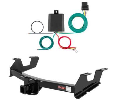 2011 - 2014 Chevrolet Silverado 2500 HD 6' bed, excluding factory receiver, Tommy Gate lift or cab & chassis Curt 2", Class 4 Trailer Tow Hitch + 4-flat Wiring Kit 14062