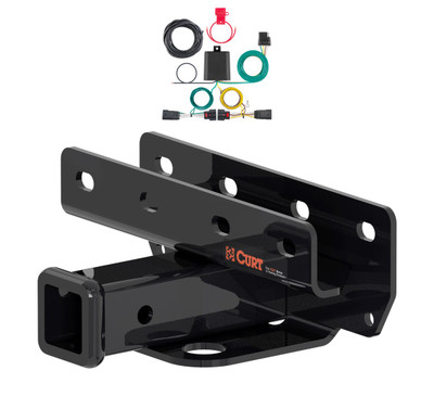 2018 - 2026 Jeep Wrangler JL, excluding diesel Curt 2", Class 3 Trailer Tow Hitch + 4-flat Wiring Kit 13392