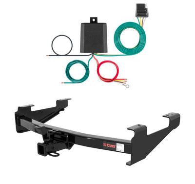 2001 - 2010 Chevrolet Silverado 2500 HD 6' bed, excluding factory receiver, Tommy Gate lift or cab & chassis Curt 2", Class 4 Trailer Tow Hitch + 4-flat Wiring Kit 14211