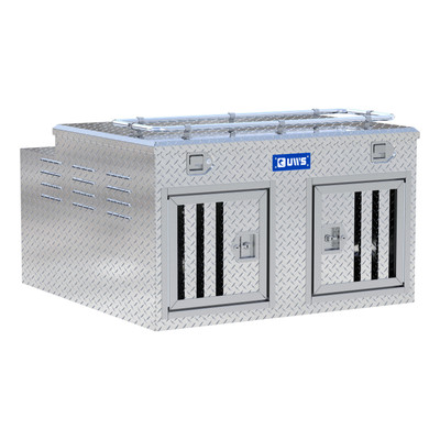UWS Bright Aluminum 48" x 48" Double-Door Dog Box with Full Enclosure & Storage DB-4848N
