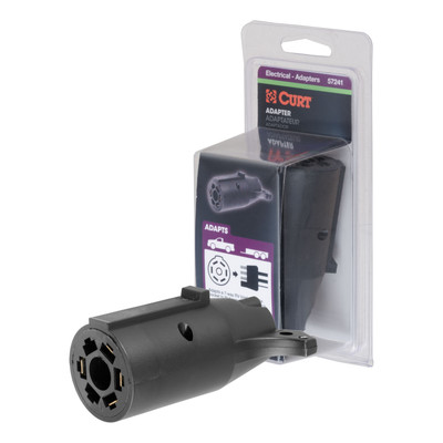 CURT Electrical Adapter (7-Way RV Blade Vehicle to 4-Flat Trailer, Packaged) Trailer Wiring Adapter Connector