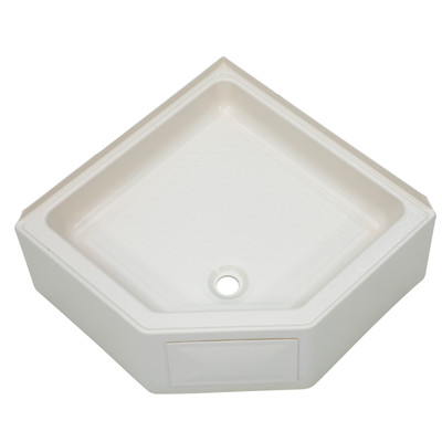 Lippert Corner RV Shower Pan with Center Drain - 27" x 27" Parchment #298087