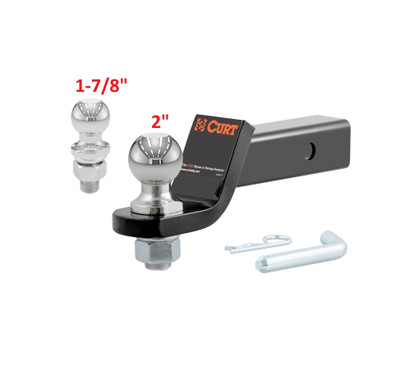 CURT 2" Ball Mount with 2" + 1-7/8" Ball (7,500 lbs., 2" Drop)