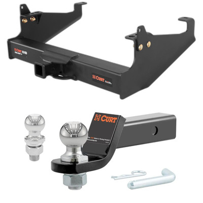 1999-2020 Ford F-350 Super Duty Cab & Chassis with 34 In. Frame Xtra Duty CURT Class 5 Trailer Hitch, 2" Receiver + 2" Ball + 1-7/8" Ball Kit