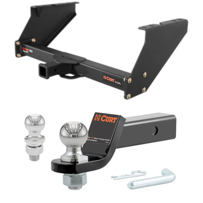1999-2003 Ford F-250 Super Duty With 16 In. spare tire and 10 In. drop bumper Xtra Duty CURT Class 5 Trailer Hitch, 2" Receiver + 2" Ball + 1-7/8" Ball Kit