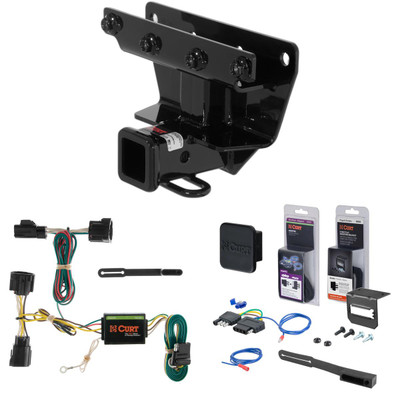 06 - 10 Jeep Commander Excluding Rocky Mountain Edition Curt 2" Class 3 Trailer Tow Hitch + 5-Flat Wiring Kit Tow Boat/Utility Trailer with Surge Brakes 13414-1
