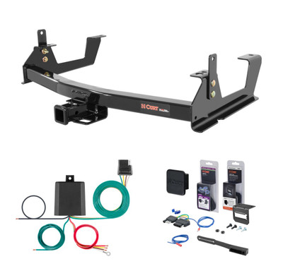2015 - 2019 Chevrolet Silverado 2500 HD 8' bed, excluding factory receiver, Tommy Gate lift or cab & chassis Curt 2" Class 3 Trailer Tow Hitch + 5-Flat Wiring Kit Tow Boat/Utility Trailer with Surge Brakes 13187
