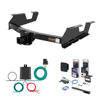 2011 - 2014 Chevrolet Silverado 2500 HD 8' bed, excluding factory receiver, Tommy Gate lift or cab & chassis Curt 2" Class 4 Trailer Tow Hitch + 5-Flat Wiring Kit Tow Boat/Utility Trailer with Surge Brakes 14061