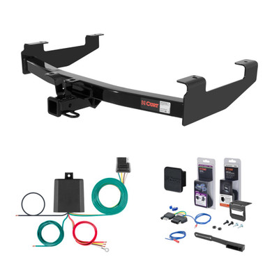 2001 - 2010 GMC Sierra 2500 HD 6' bed, excluding factory receiver, Tommy Gate lift or cab & chassis Curt 2" Class 3 Trailer Tow Hitch + 5-Flat Wiring Kit Tow Boat/Utility Trailer with Surge Brakes 13210